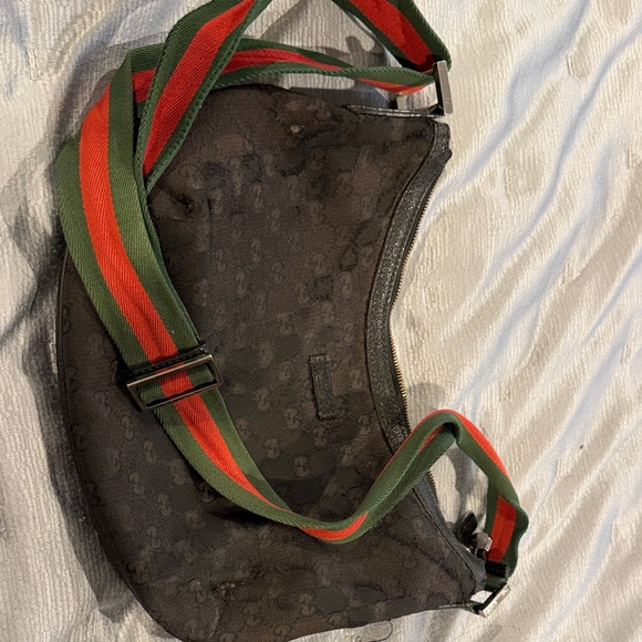 Gucci Handbags - Gucci Black Crossbody Bag with Green and Red Strap